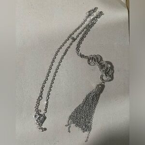 Silver-Tone Chain Tassel Pendant Necklace